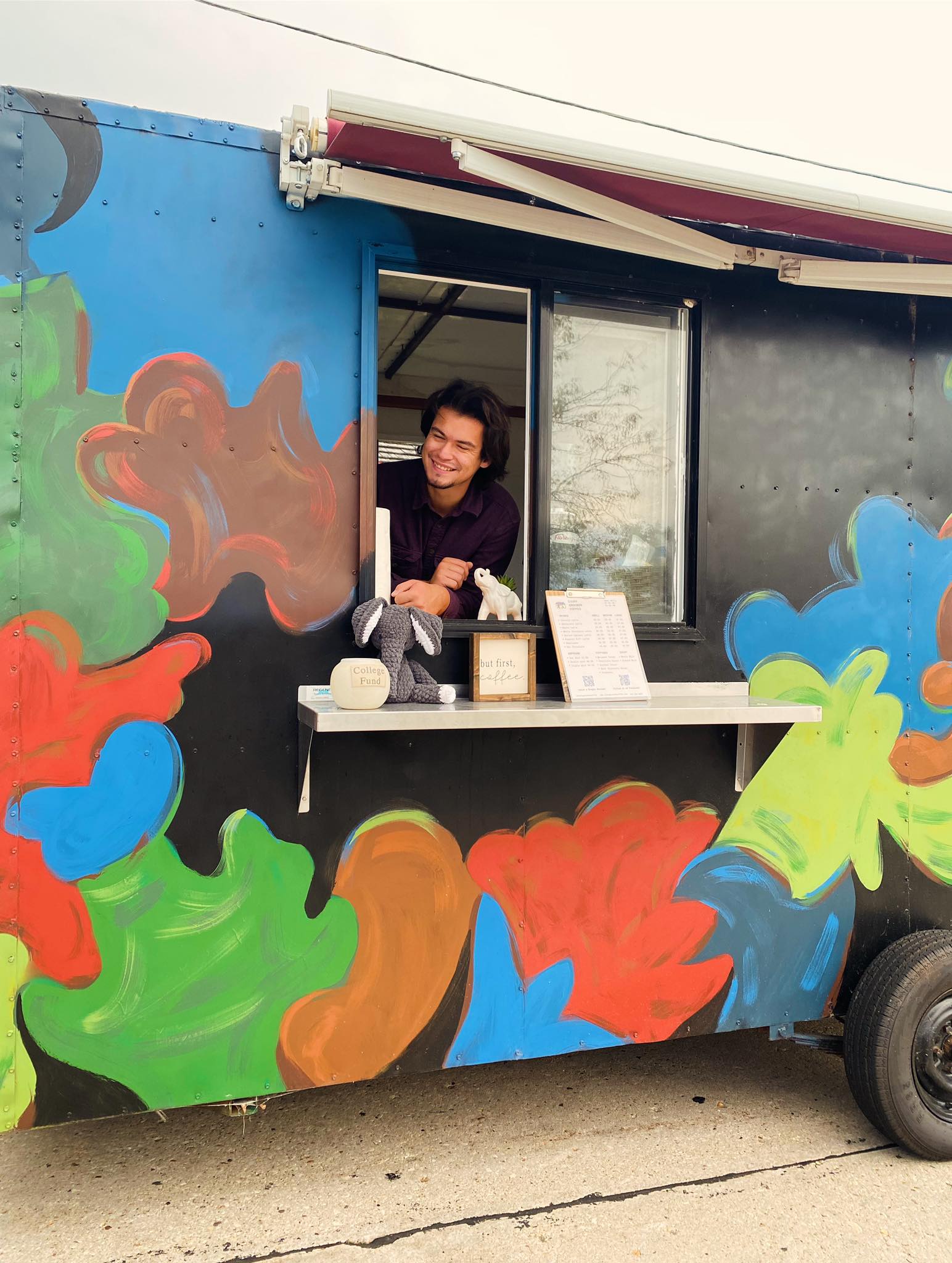 Custom coffee cart at a corporate event